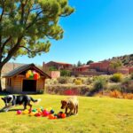 Flick International Two medium-sized dogs, Bear and Nikita, playing with dog toys on a sunny day in Santa Fe, New Mexico