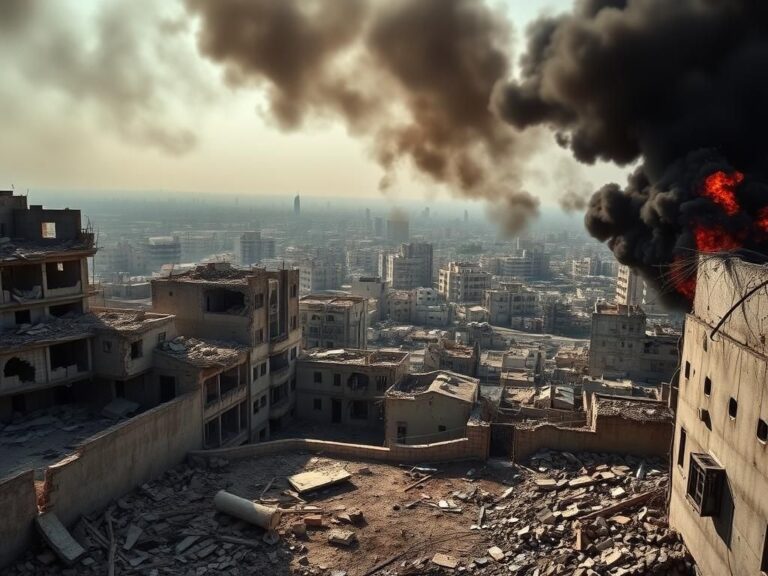 Flick International Aerial view of war-torn Gaza highlighting destruction from Israeli airstrikes