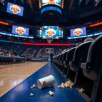 Flick International Empty courtside seats at Madison Square Garden after Tracy Morgan's medical emergency during Knicks game