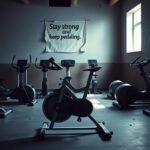 Flick International A stationary exercise bike in a dimly lit gym symbolizing political stagnation