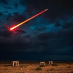 Flick International Dramatic night sky in southern Israel illuminated by an intercepted ballistic missile