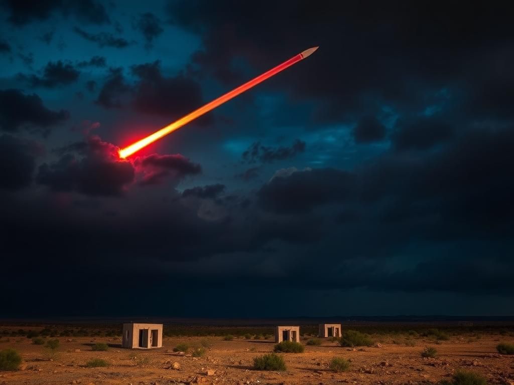 Flick International Dramatic night sky in southern Israel illuminated by an intercepted ballistic missile