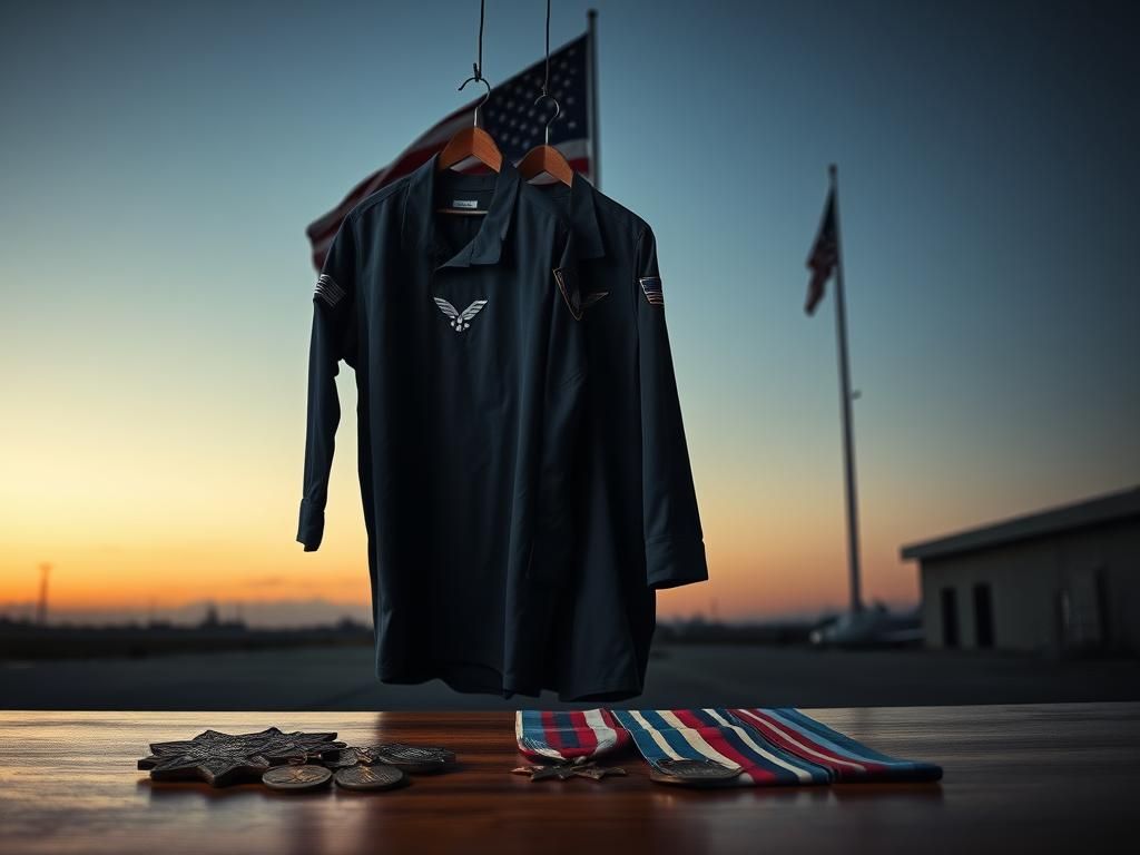 Flick International Two empty Air Force uniforms symbolizing transgender identities in the military