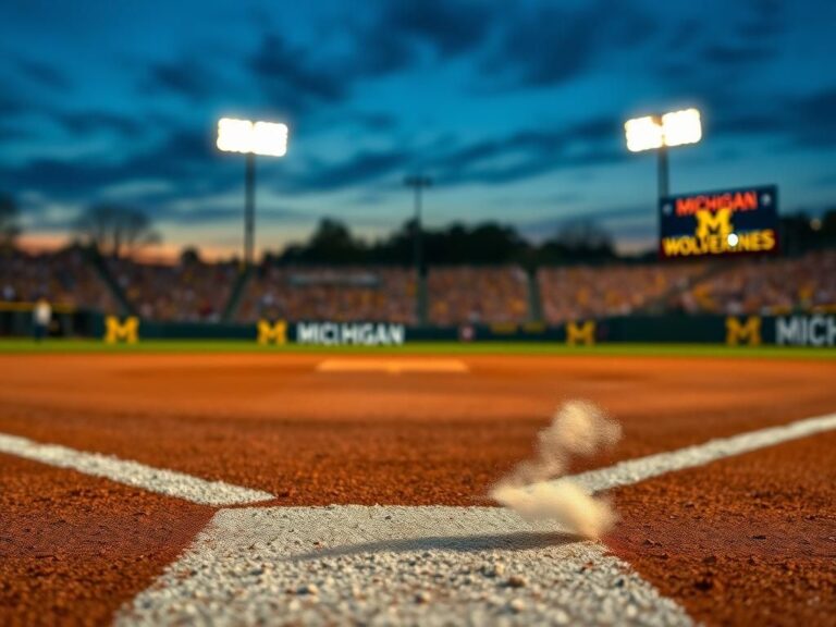 Flick International Twilight baseball field with a chalk line and stadium lights