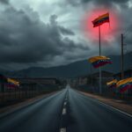 Flick International High-security prison in El Salvador with barbed wire under dark clouds