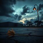 Flick International Dark and somber scene of Florida State Prison at dusk with ominous clouds