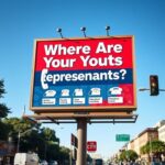 Flick International Vibrant billboard demanding accountability from Republican representatives