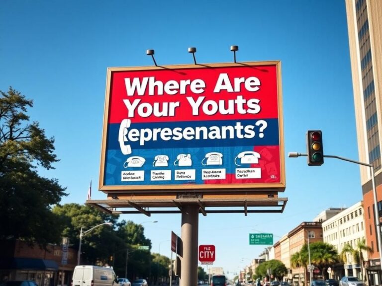 Flick International Vibrant billboard demanding accountability from Republican representatives