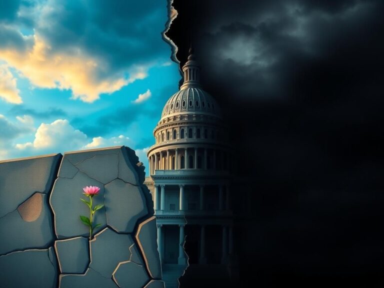 Flick International A split image showing a stormy sky over the U.S. Capitol, symbolizing political turmoil and division within the Democratic Party.