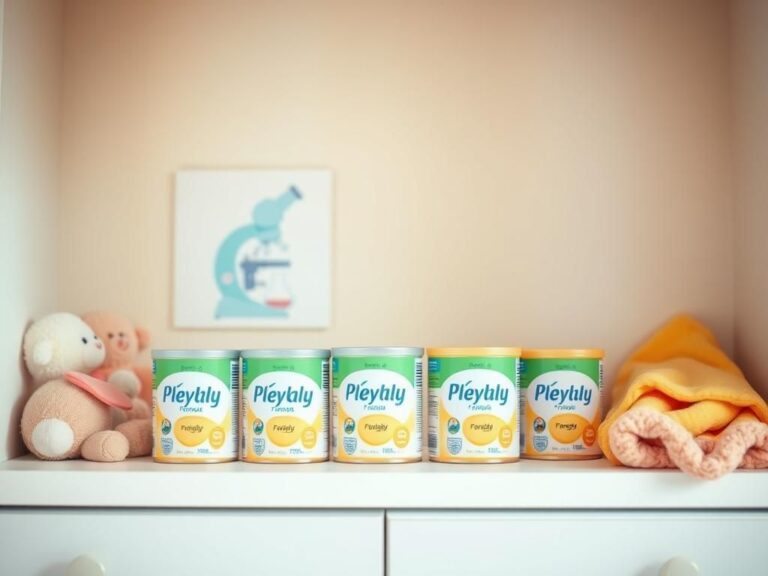 Flick International A serene nursery scene with baby formula cans and soft pastel decor