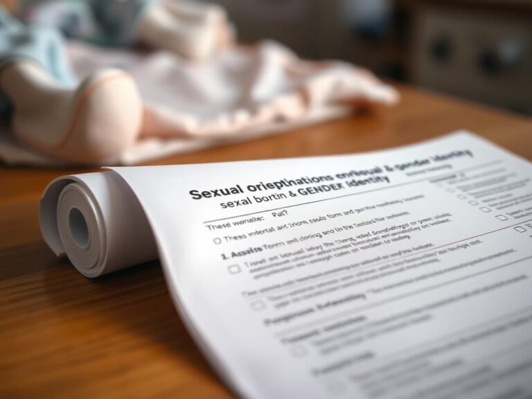 Flick International Close-up of a hospital questionnaire addressing newborn sexual orientation