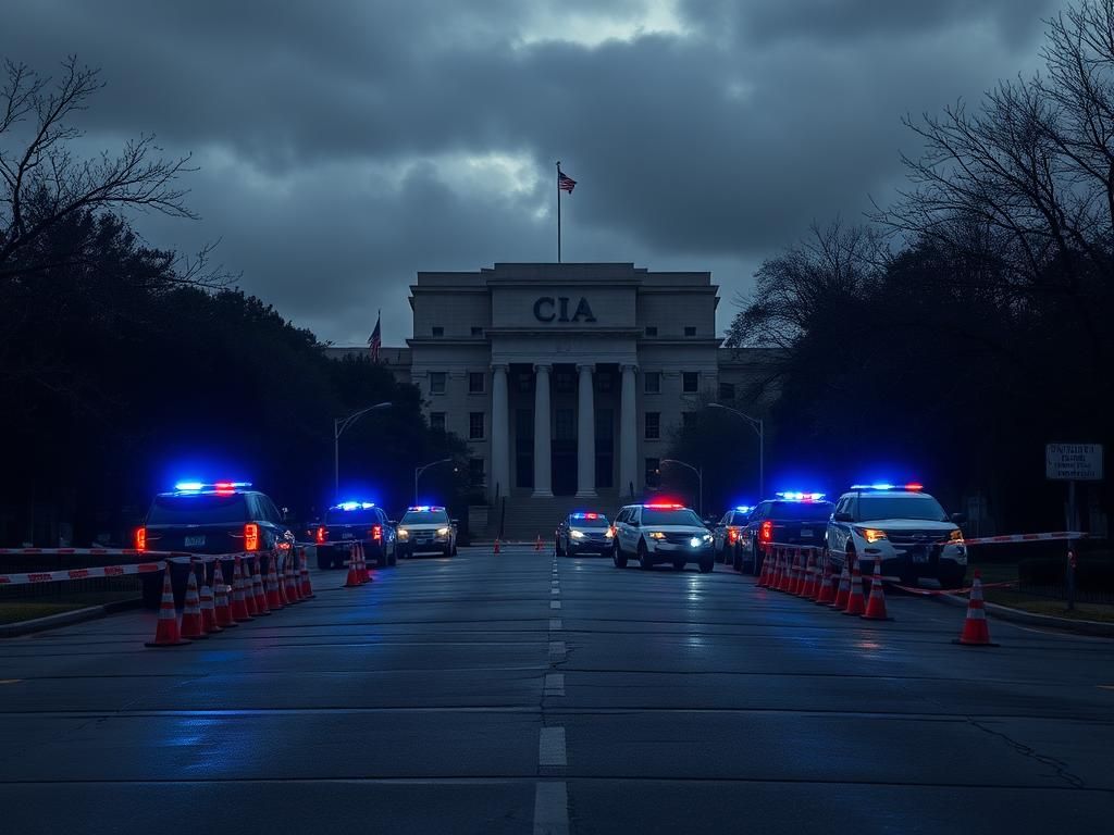 Flick International Police presence outside CIA headquarters during barricade incident in Virginia