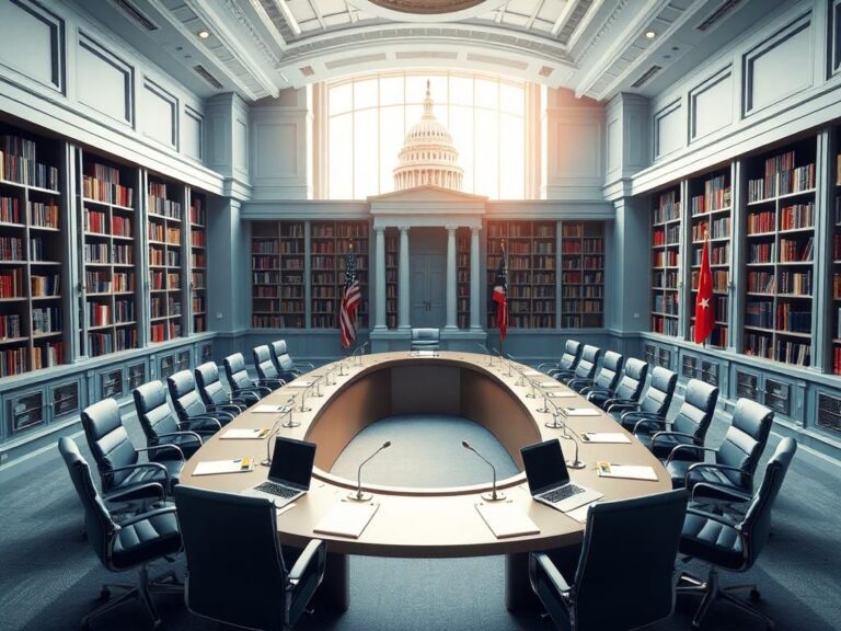 Flick International Empty conference room on Capitol Hill symbolizing discussions on online abuse legislation