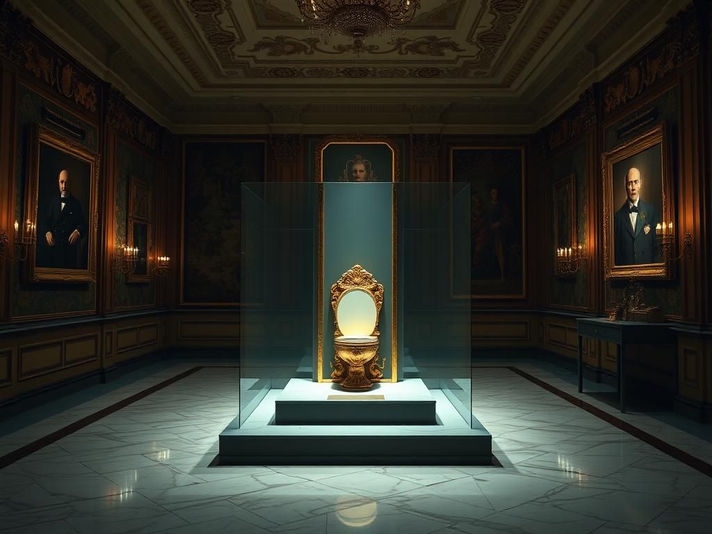 Flick International Ornate display pedestal in Blenheim Palace exhibit room where an 18-carat golden toilet was stolen