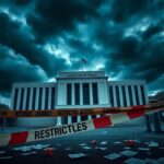 Flick International Dramatic view of the Institute of Peace under a stormy sky with barricades