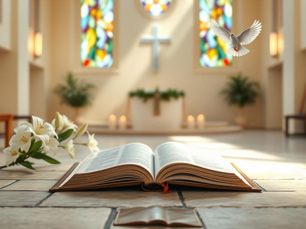 Flick International A serene chapel interior with an open Bible on the altar