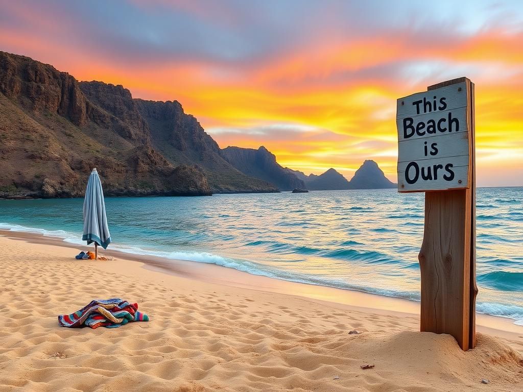 Flick International Serene beach scene in the Canary Islands with golden sands and clear blue waters