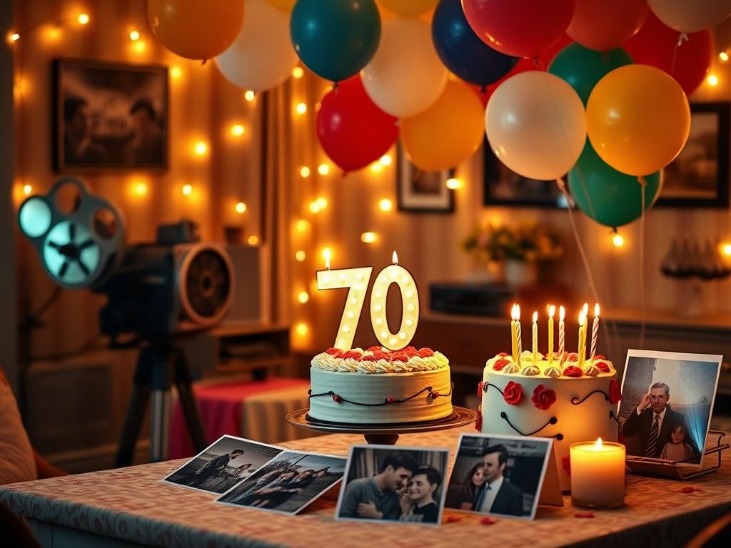 Flick International Bruce Willis celebrating his 70th birthday with colorful decorations and a vintage film projector