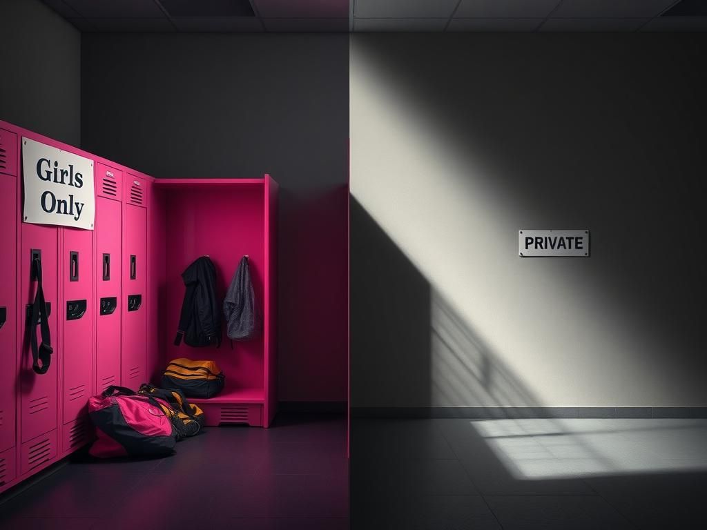 Flick International A divided locker room showcasing contrasting spaces for girls and exclusion