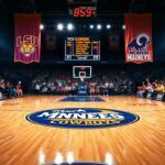 Flick International Dynamic basketball court scene featuring McNeese Cowboys logo during March Madness