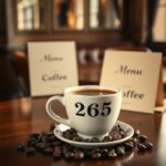 Flick International Luxurious coffee cup on a wooden table in an upscale coffee shop