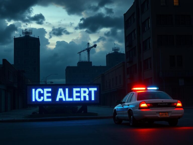 Flick International Police car with flashing lights in a Texas city at dusk