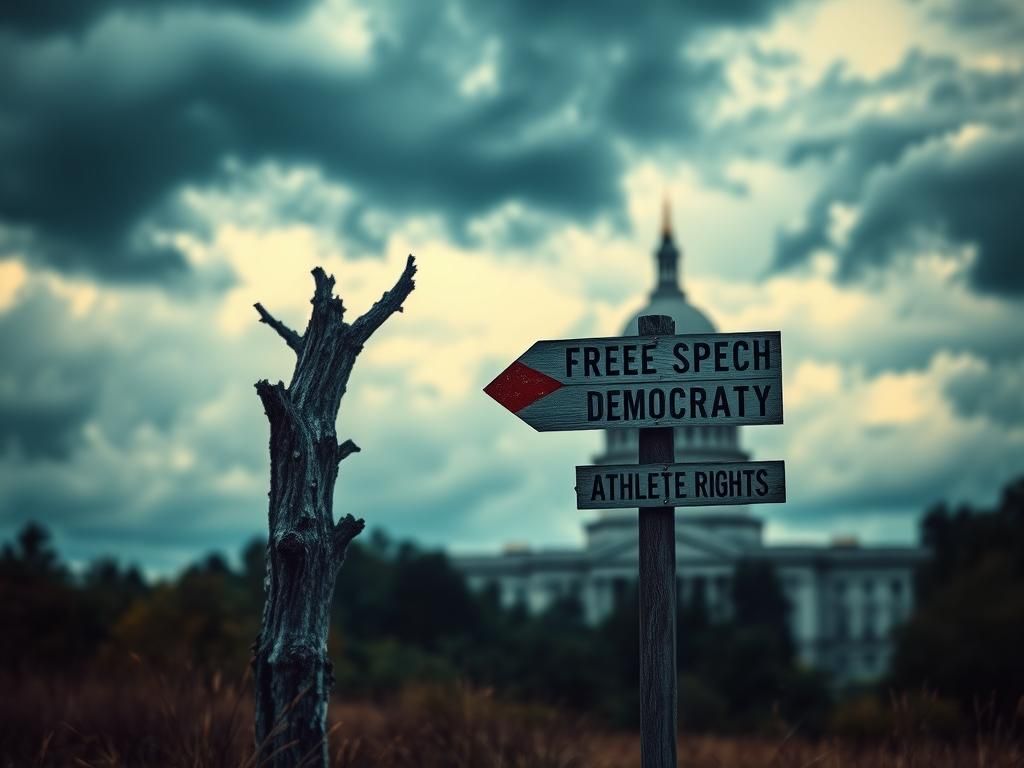 Flick International A weathered tree stands resilient against a stormy sky in Maine, symbolizing free speech and determination.