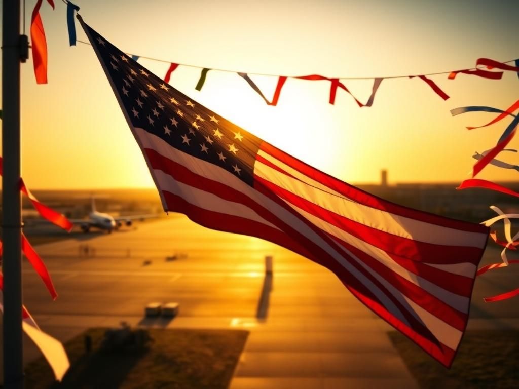 Flick International American flag waving proudly at Joint Base Andrews