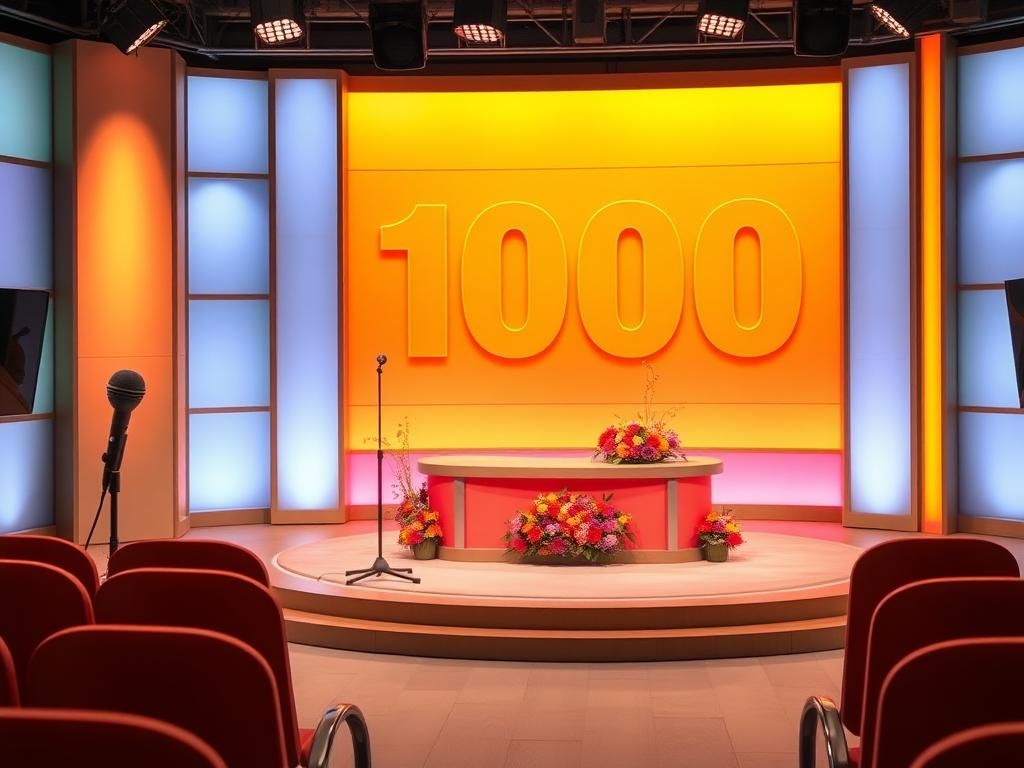 Flick International Serene talk show stage celebrating Kelly Clarkson's 1000th episode