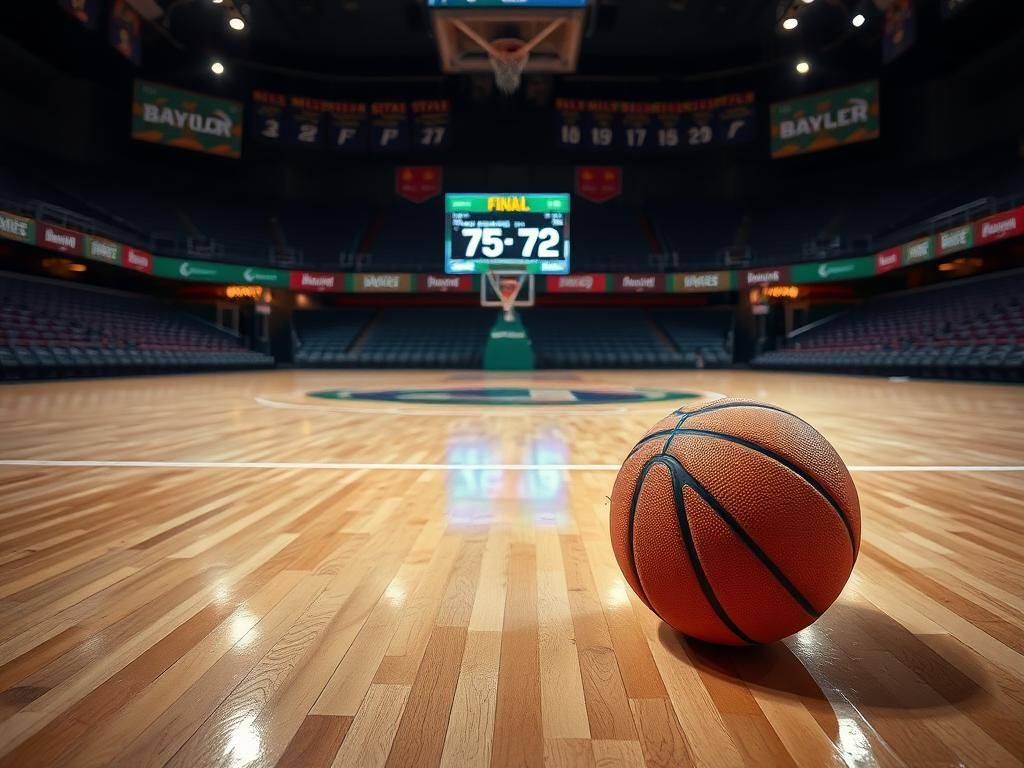 Flick International Abandoned basketball on court after intense game