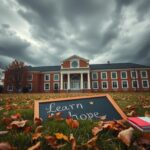 Flick International Dilapidated school building representing education in crisis