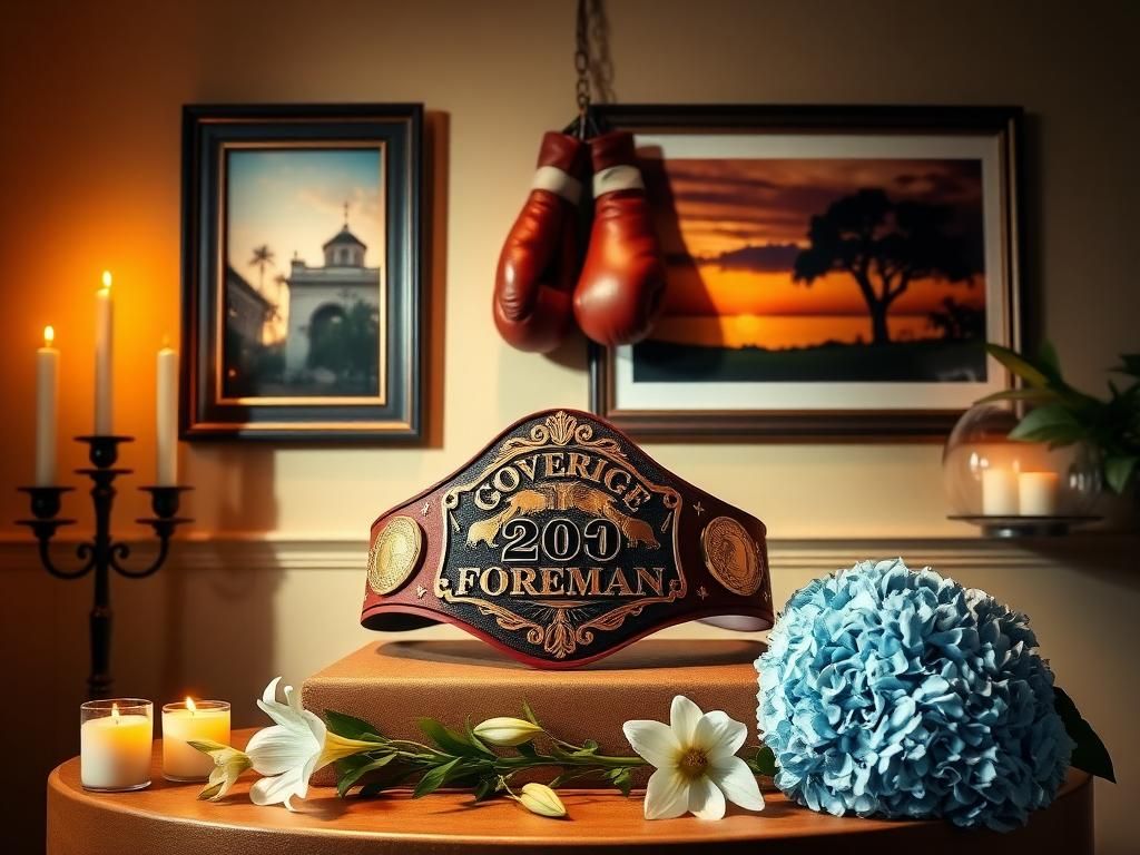 Flick International Elegant tribute scene featuring heavyweight boxing championship belt with candlelight