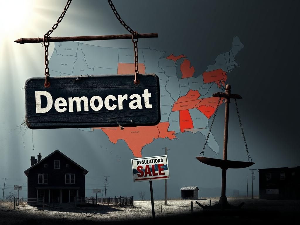 Flick International A weathered sign reading 'Democrats' symbolizes the crumbling state of the Democratic Party