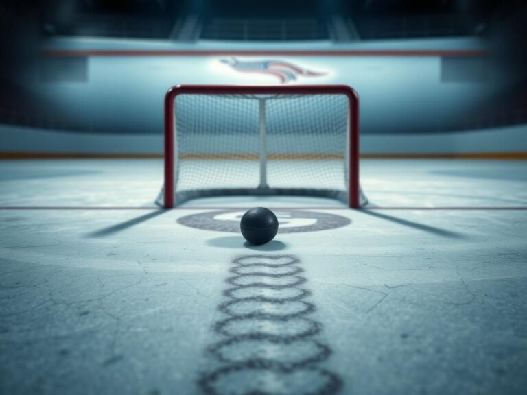 Flick International Ice hockey rink scene with a puck in the net, symbolizing an embarrassing own goal