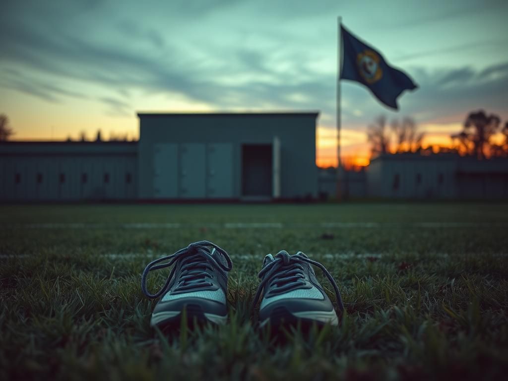 Flick International Worn running shoes symbolizing division in high school sports