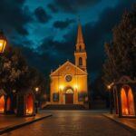 Flick International A beautifully maintained historic church in a Christian neighborhood of Damascus at night