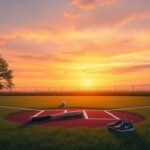 Flick International Serene sunset over a baseball field symbolizing loss and remembrance