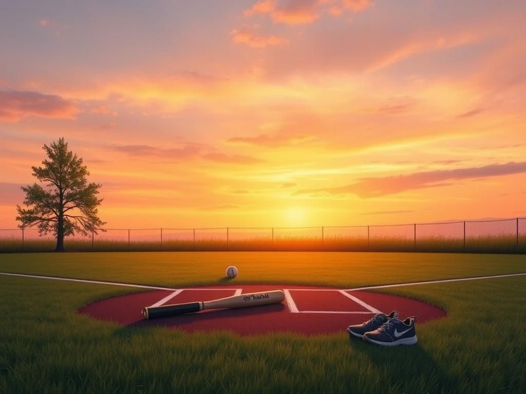 Flick International Serene sunset over a baseball field symbolizing loss and remembrance