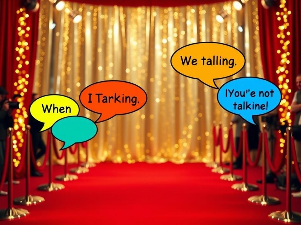 Flick International Vibrant red carpet scene with colorful speech bubbles illustrating playful conversation