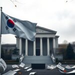 Flick International South Korean flag waving in front of the Constitutional Court