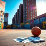 Flick International Vibrant mural and basketball court on Chicago's South Side depicting resilience and hope