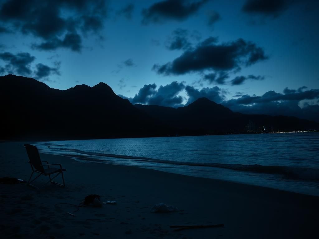 Flick International Serene dusk view of Trinidad and Tobago with silhouette of lush mountains and stormy sky