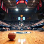 Flick International A vibrant scene in a basketball arena celebrating UConn's Paige Bueckers farewell game