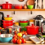 Flick International A well-organized kitchen countertop displaying colorful cooking tools under $50