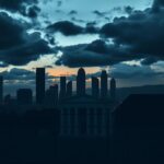 Flick International Dark Los Angeles skyline at dusk highlighting the looming presence of justice and the death penalty