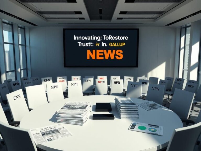 Flick International Image depicting a media summit in a modern conference room with news articles and devices