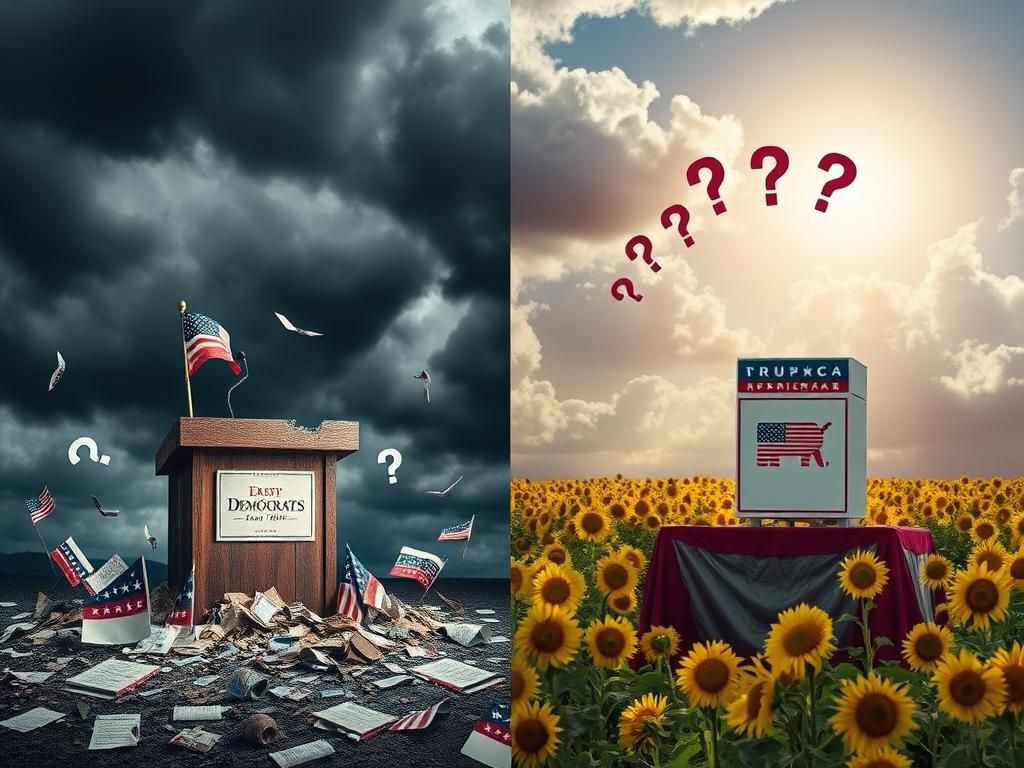 Flick International A split scene illustrating contrasting political perspectives in America