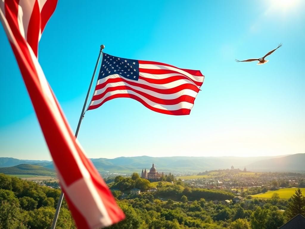 Flick International A vibrant American flag waves proudly against a clear blue sky.