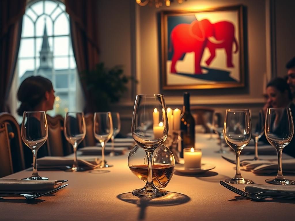 Flick International Dramatic dinner table scene symbolizing political tensions