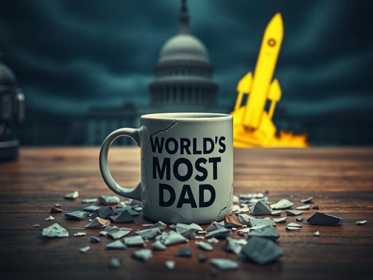 Flick International A cracked ceramic mug with 'World's Most Dad' text, symbolizing broken communication and tension.